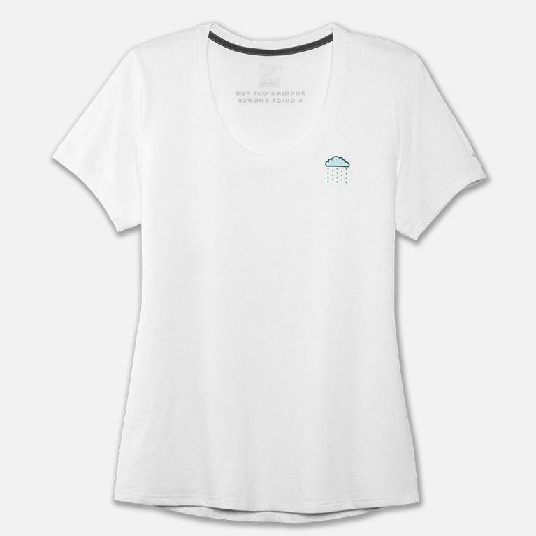 Brooks Run Happy Graphic Women's Short Sleeve Running Shirt - White (34051-OYRI)